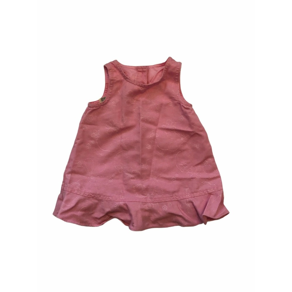 Faded Glory Sleeveless Embroidered Floral Ruffle Dress Girls 12M Pink Casual
